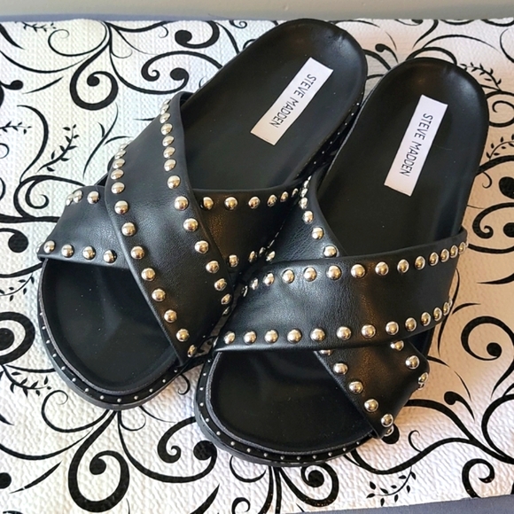 Steve Madden Shoes - NEW!!! NWT! Steve Madden Studded ZAHARA Sandals Slides Mules MOTO